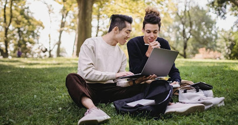 College students on lawn