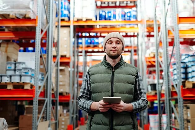 Young Man Working in a Warehouse