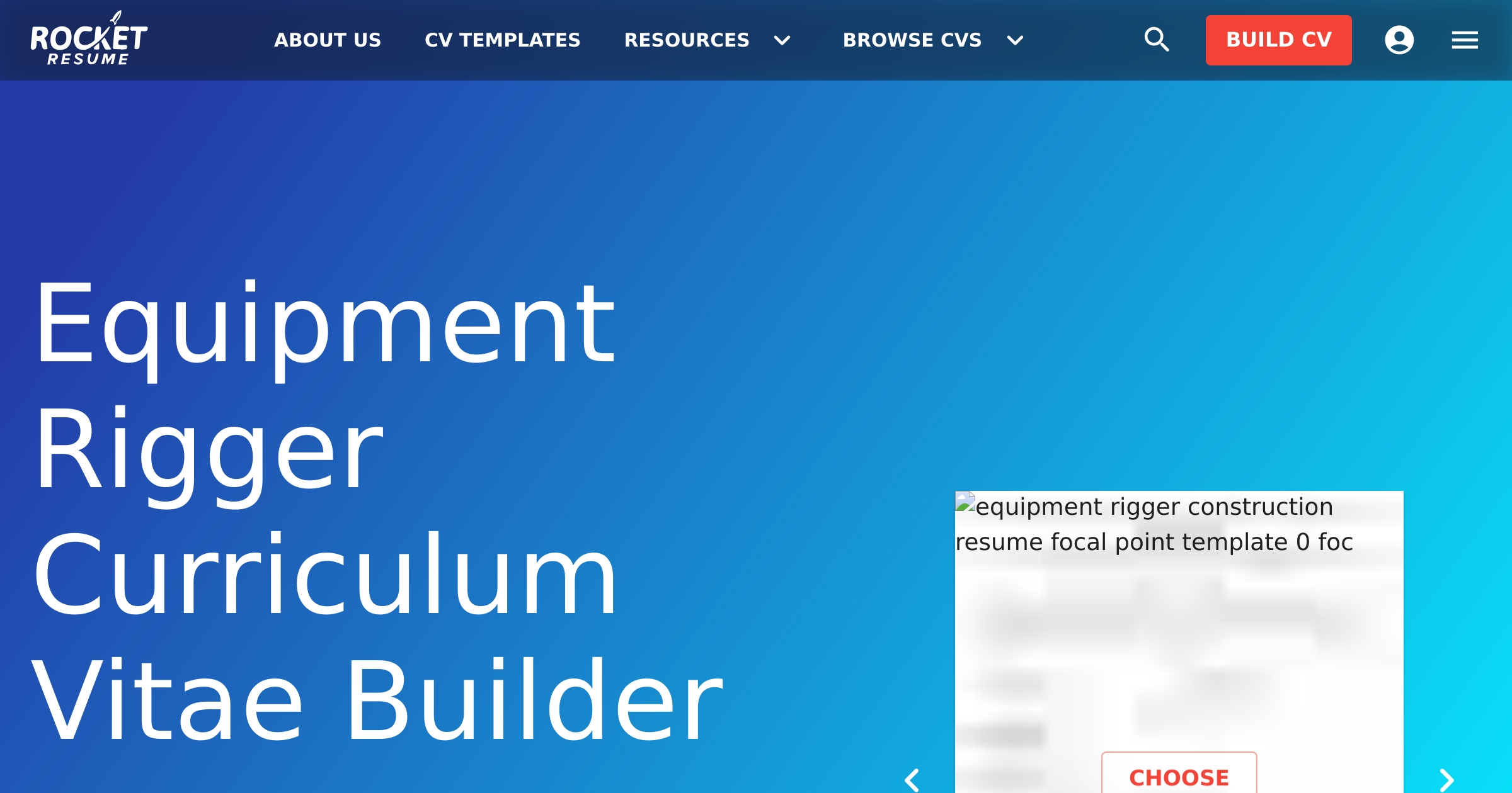 Equipment Rigger CV Builder | Rocket Resume