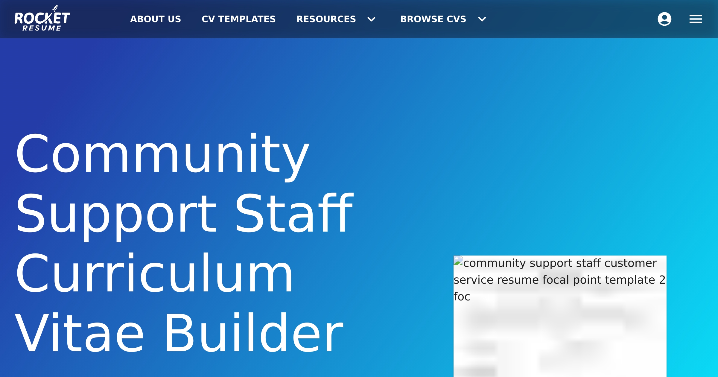 Community Support Staff CV Builder | Rocket Resume