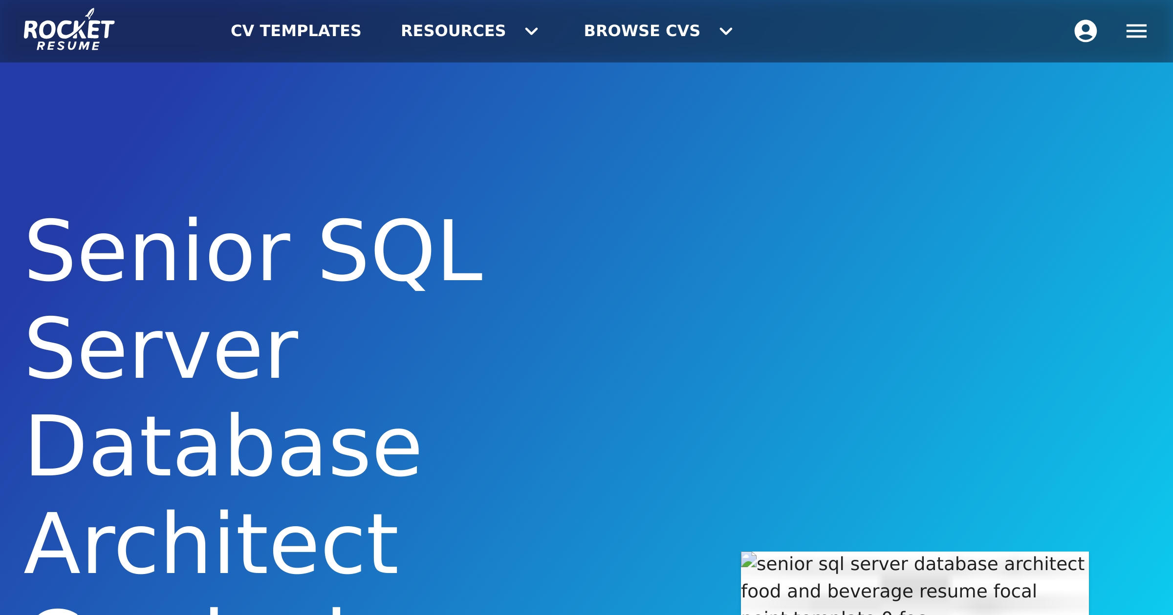 Senior SQL Server Database Architect CV Maker | Rocket Resume