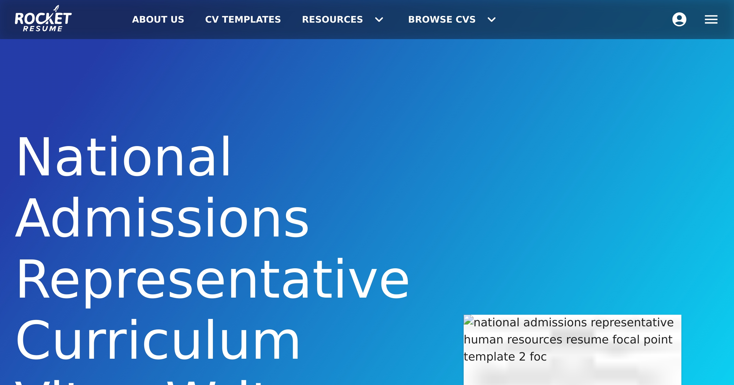 National Admissions Representative CV Writer | Rocket Resume