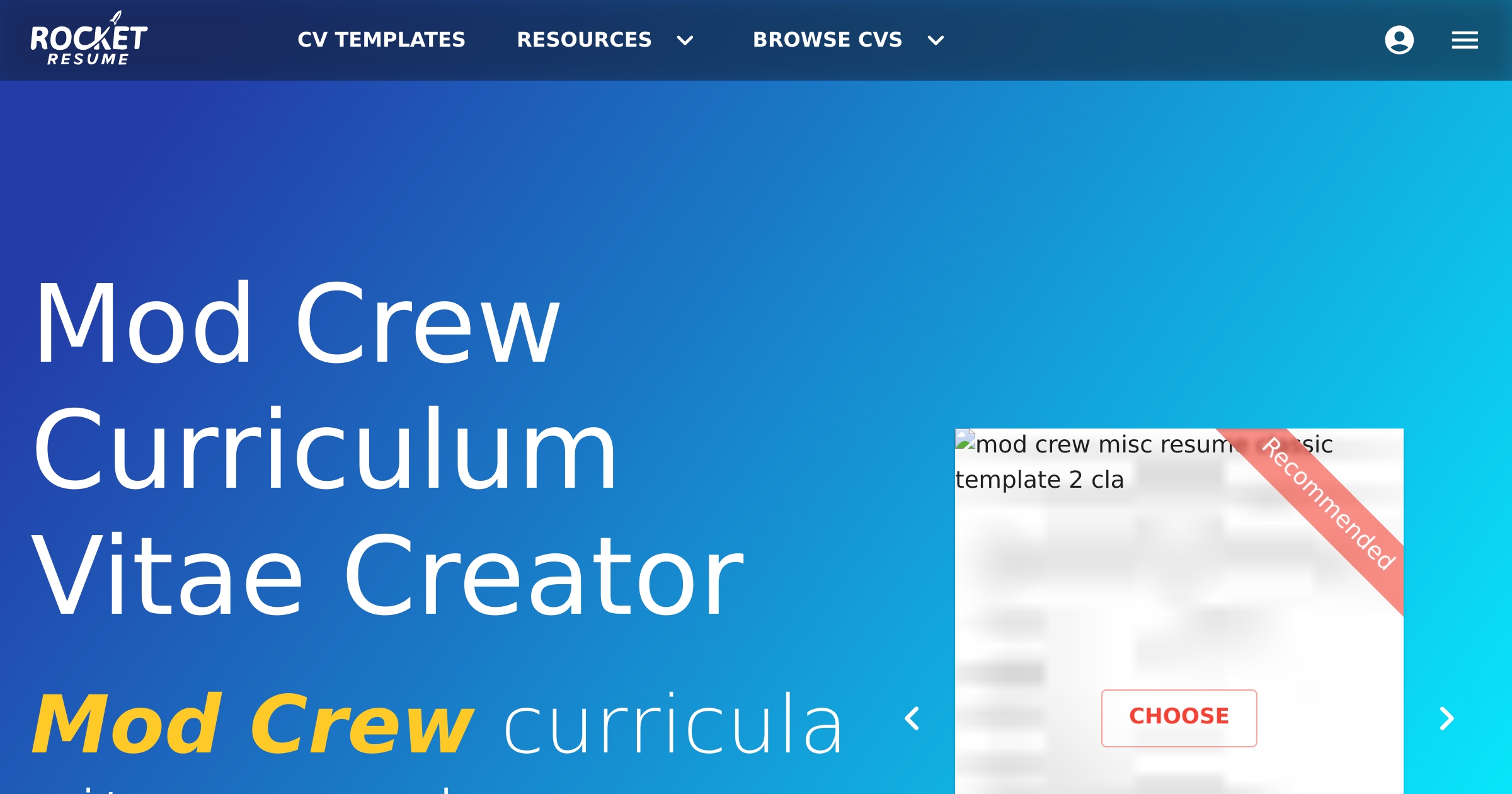 Mod Crew CV Creator | Rocket Resume