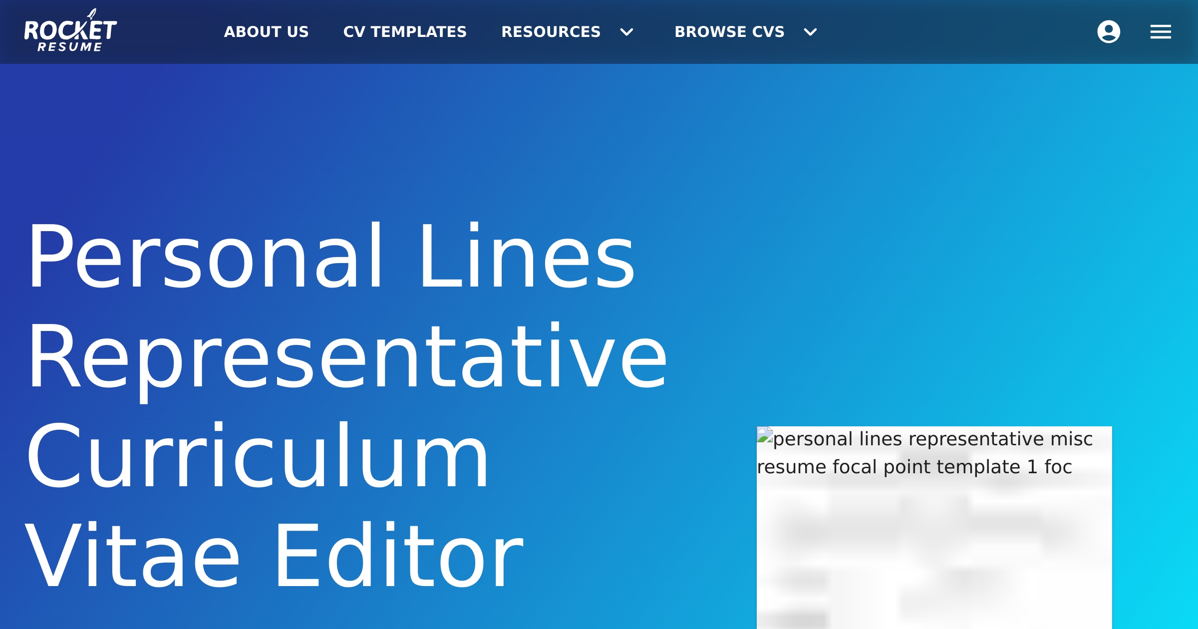 Rocket Personal Personal Lines Representative CV Editor | Rocket Resume