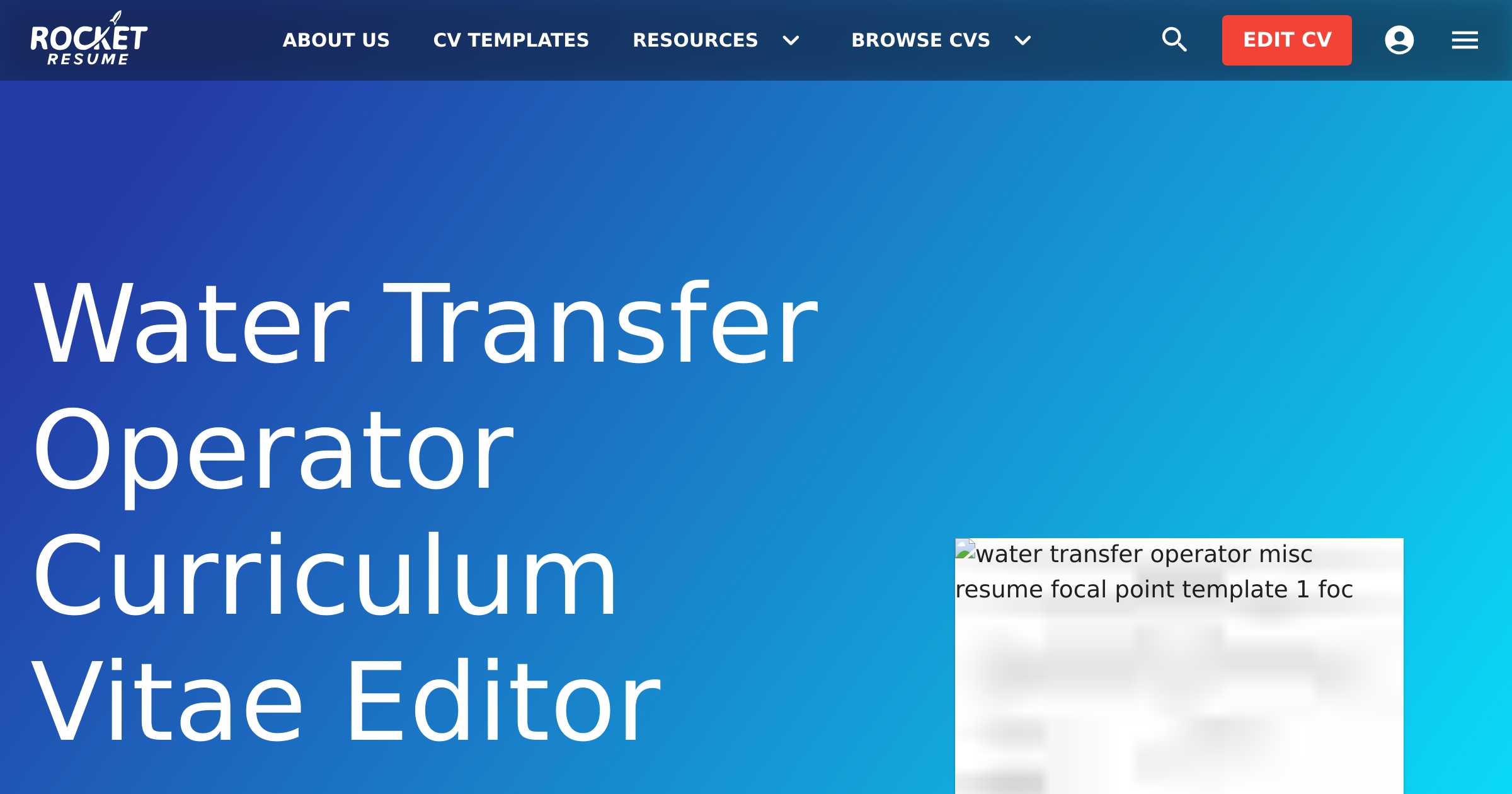Water Transfer Operator Water Transfer Operator CV Editor | Rocket Resume