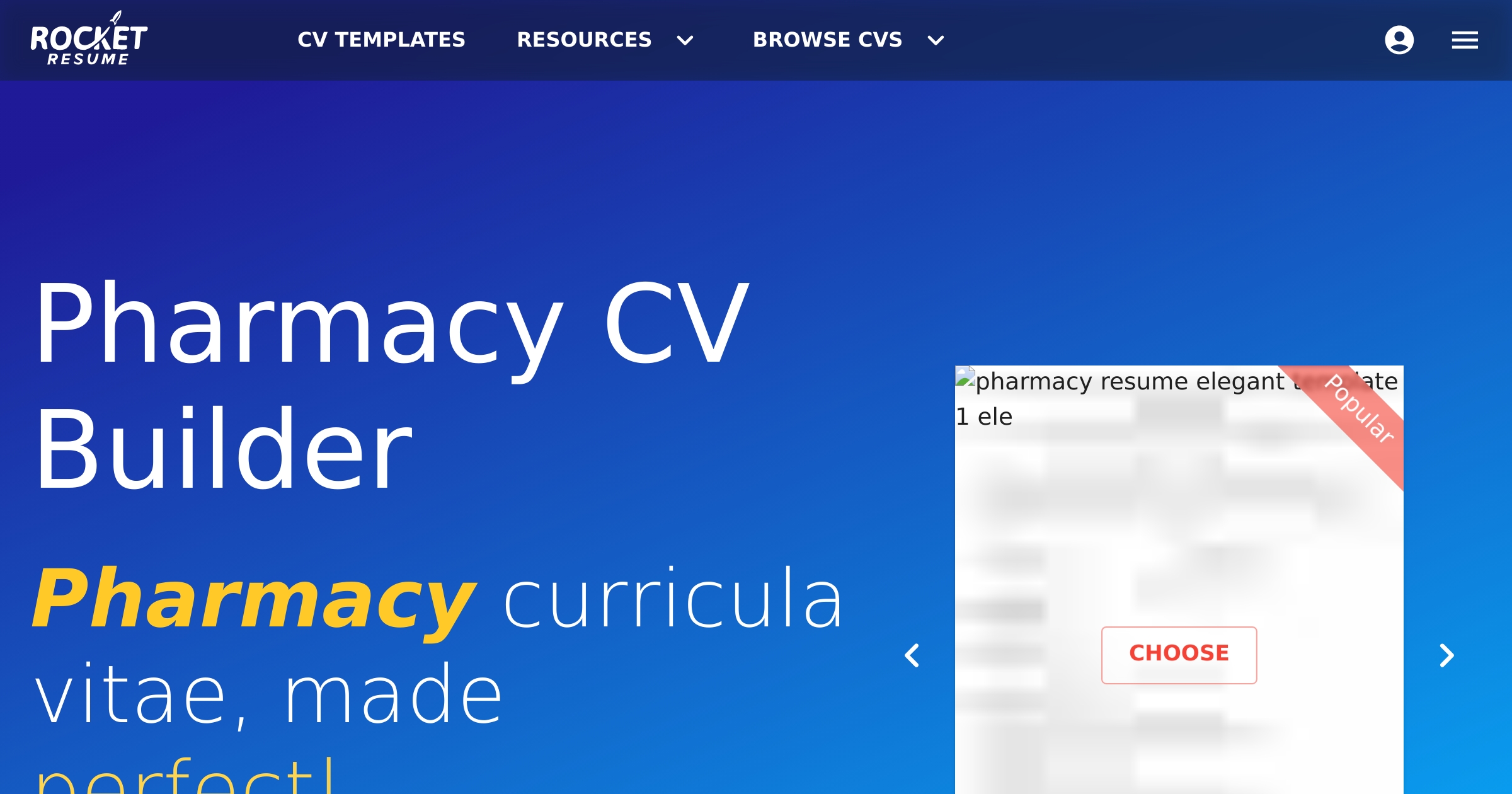 Pharmacy CV Builder | Rocket Resume