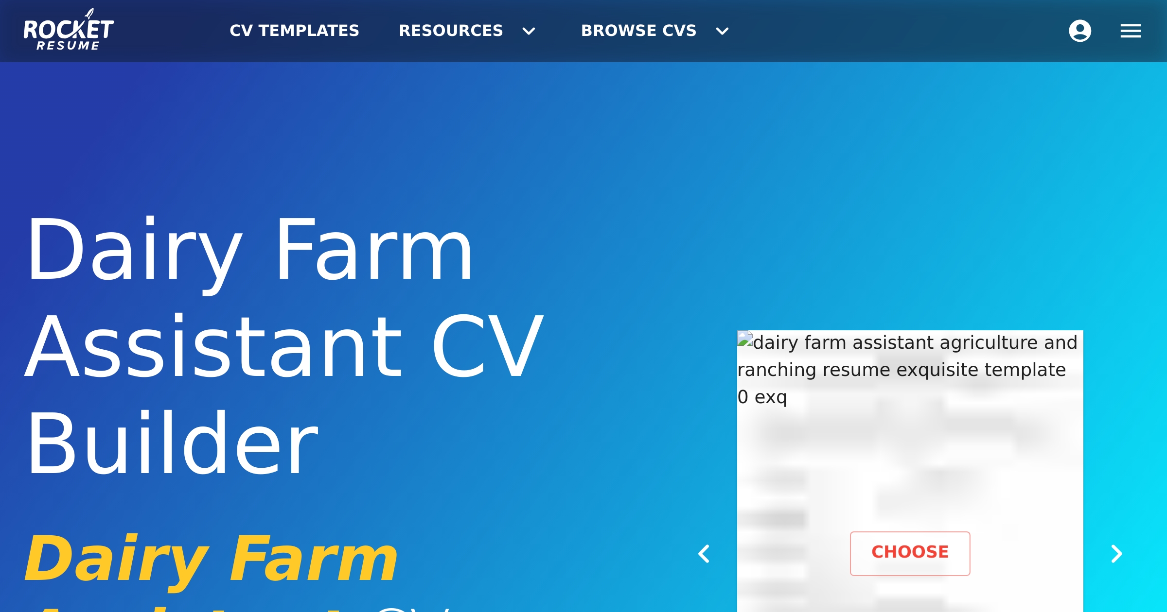 Dairy Farm Assistant CV Builder | Rocket Resume
