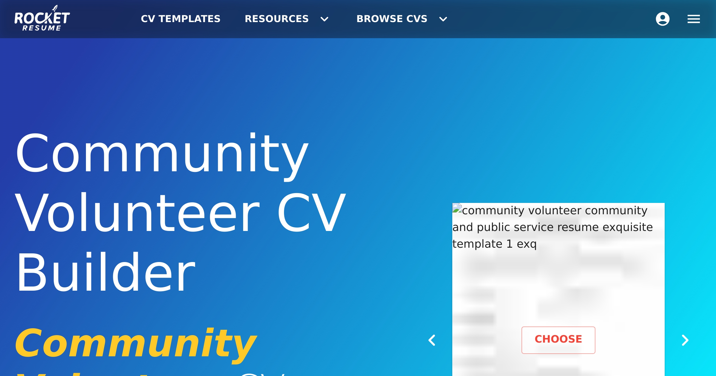 Community Volunteer CV Builder | Rocket Resume