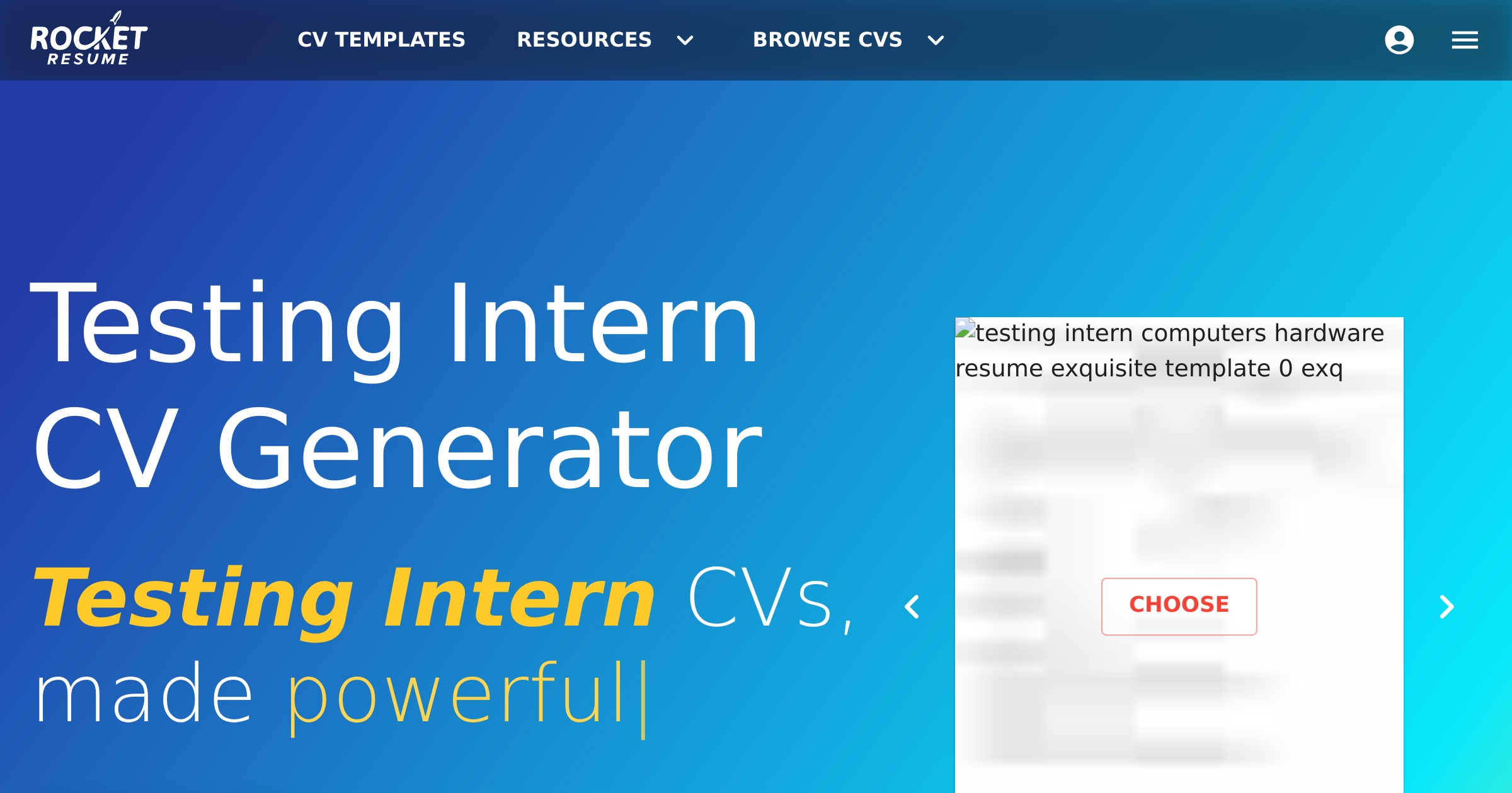 Testing Intern CV Generator | Rocket Resume