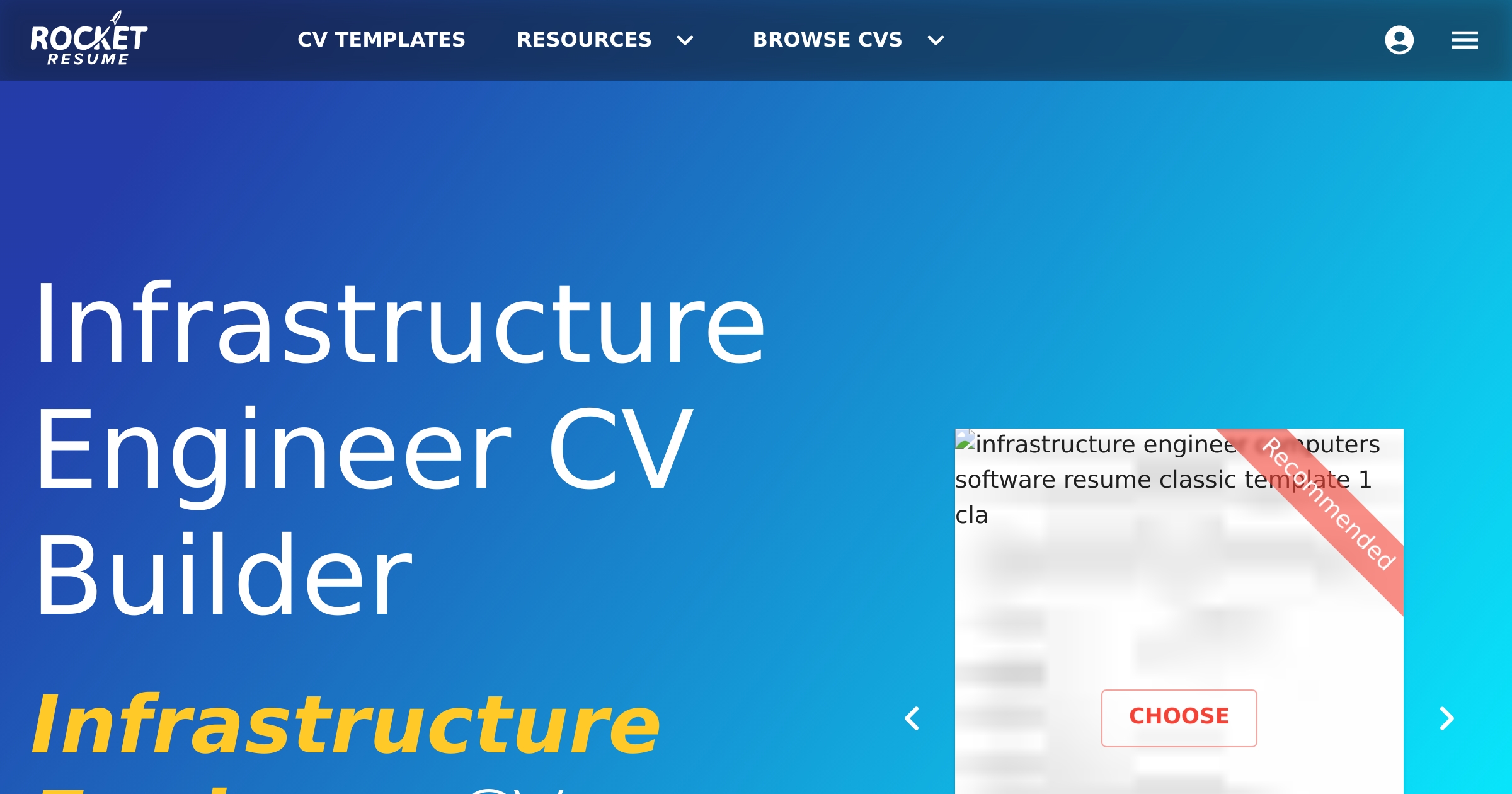 Infrastructure Engineer CV Builder | Rocket Resume