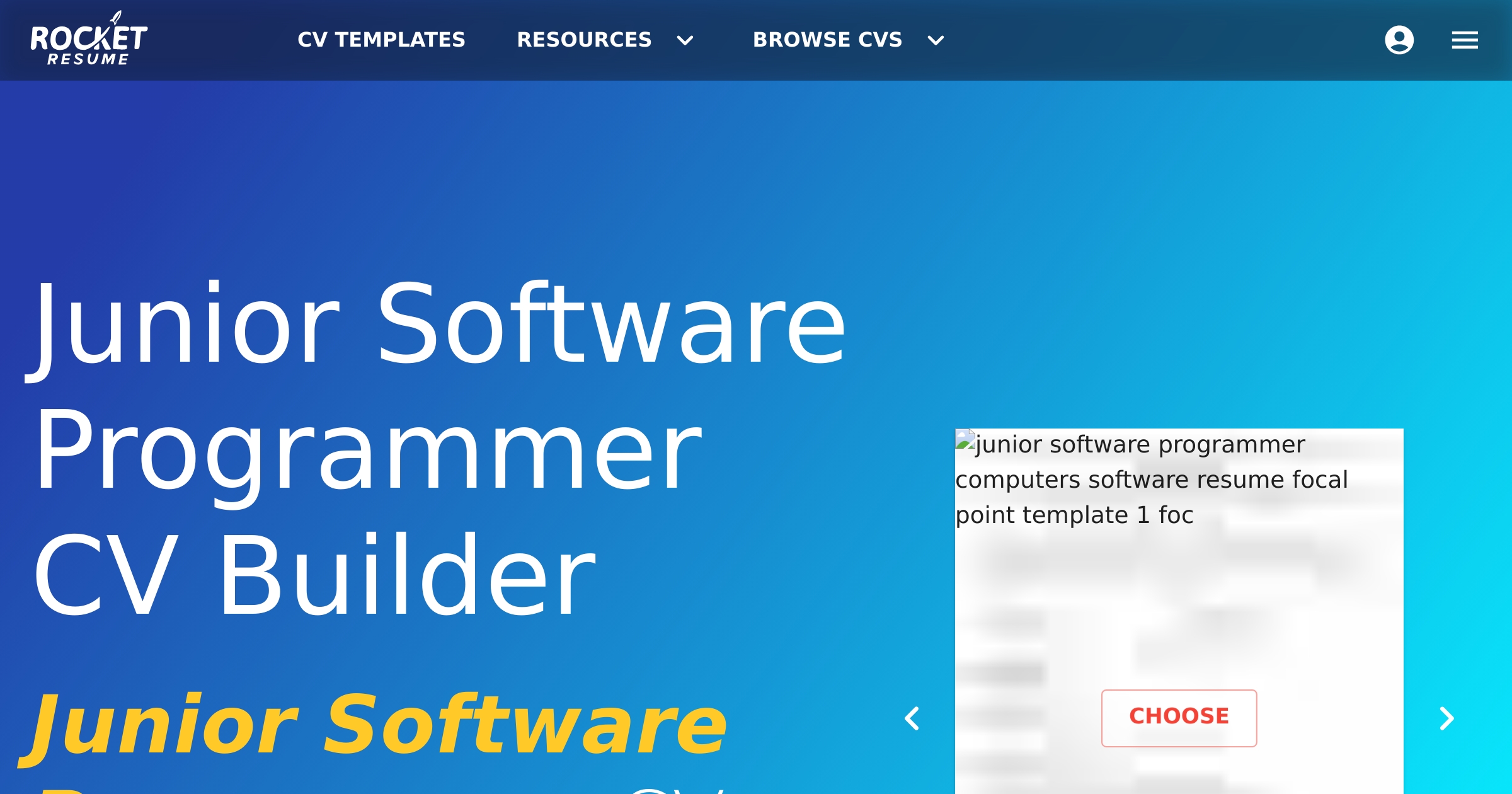 Junior Software Programmer CV Builder | Rocket Resume