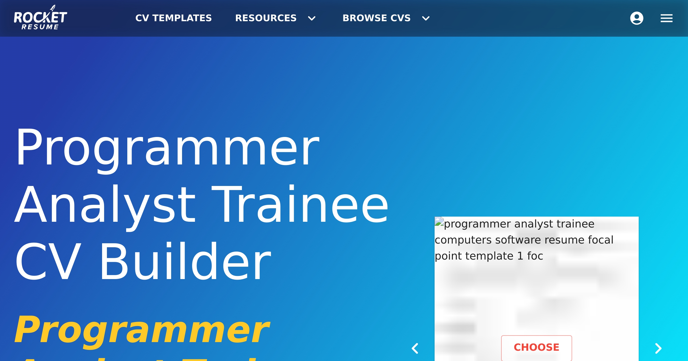 Programmer Analyst Trainee CV Builder | Rocket Resume