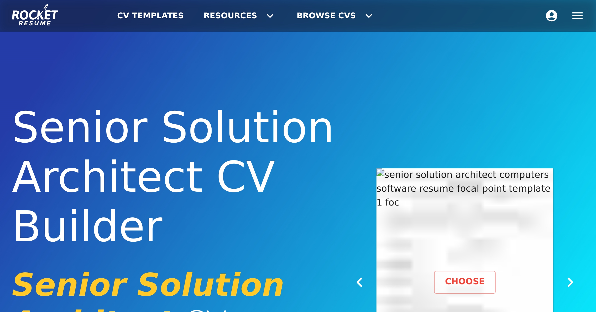 Senior Solution Architect CV Builder | Rocket Resume