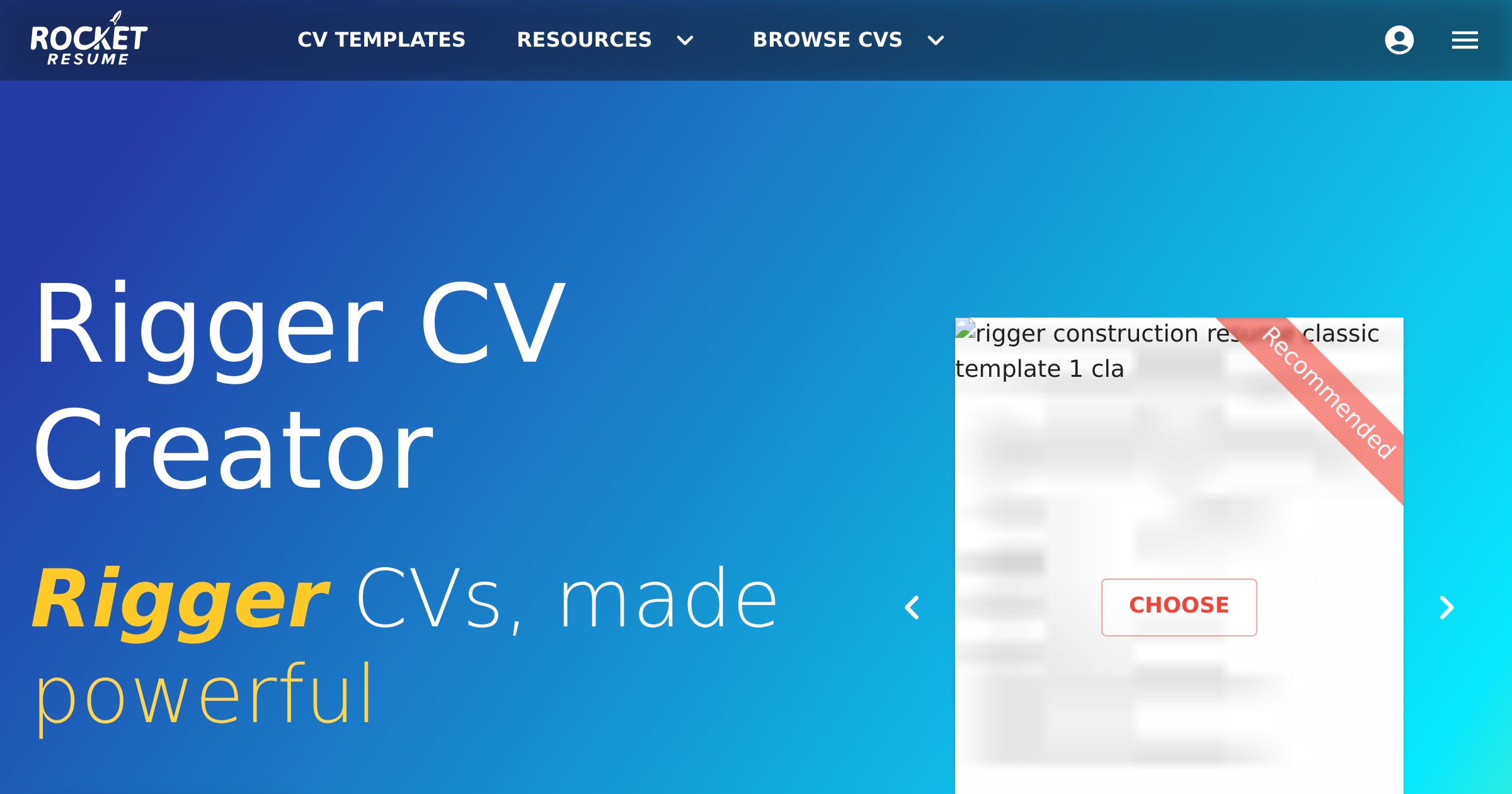 Rigger CV Creator | Rocket Resume