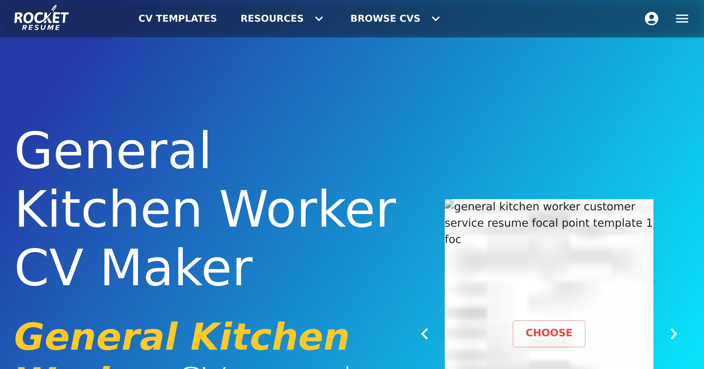 General Kitchen Worker CV Maker | Rocket Resume