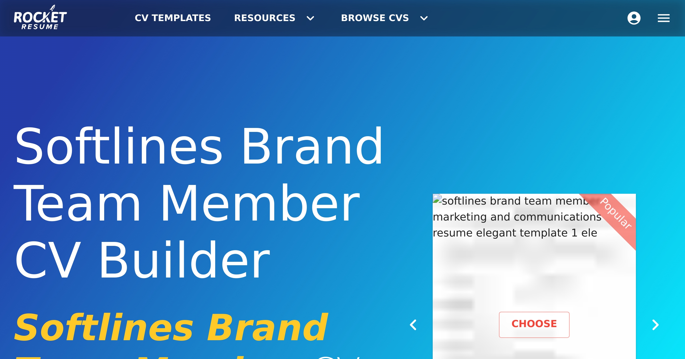 Softlines Brand Team Member CV Builder | Rocket Resume
