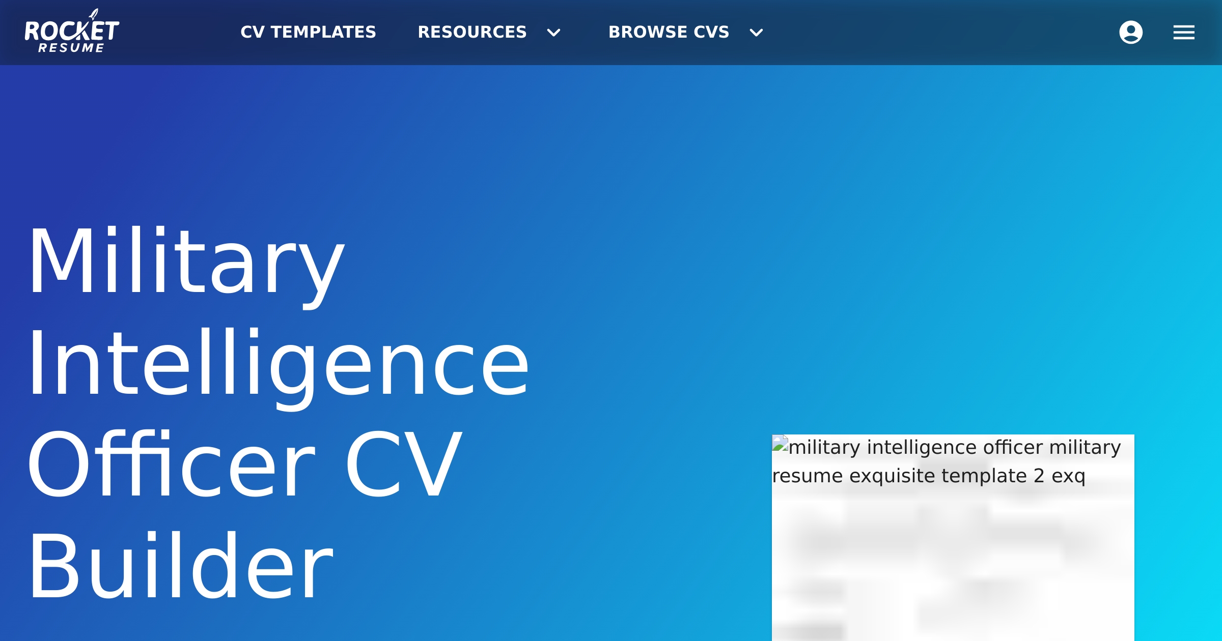 Military Intelligence Officer CV Builder | Rocket Resume