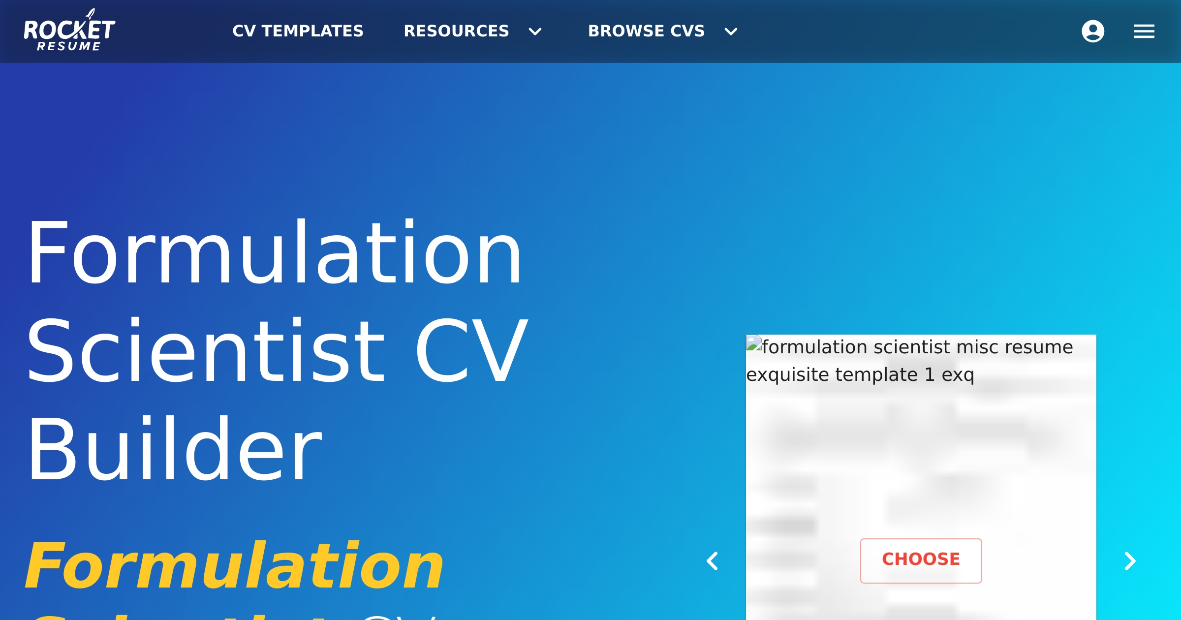 Formulation Scientist CV Builder | Rocket Resume
