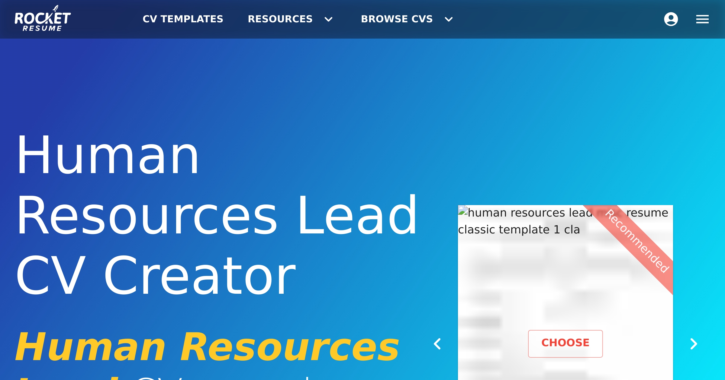 Hr System Compatible Cv Design Human Resources Lead CV Creator | Rocket Resume