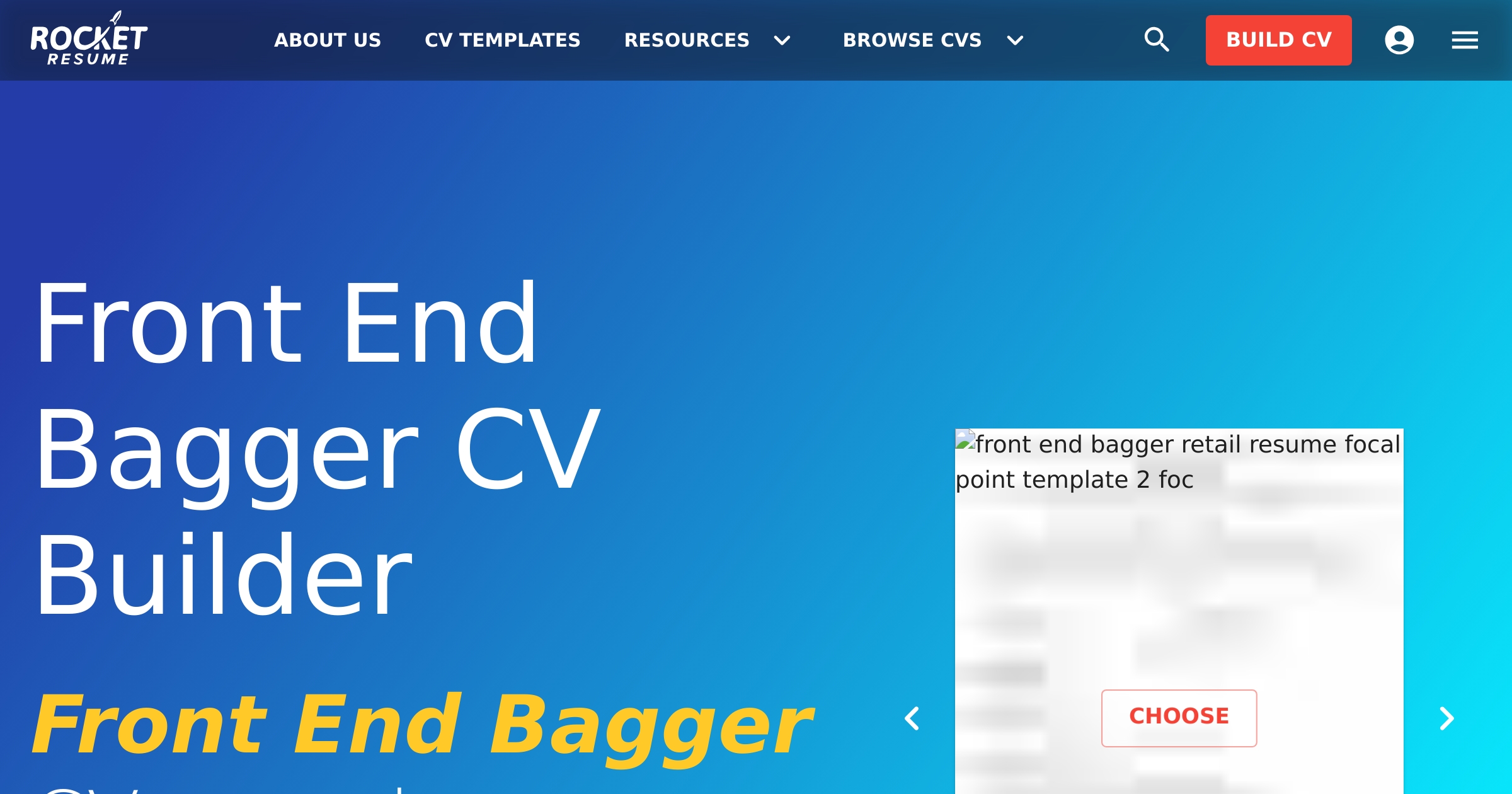 Front End Bagger CV Builder | Rocket Resume