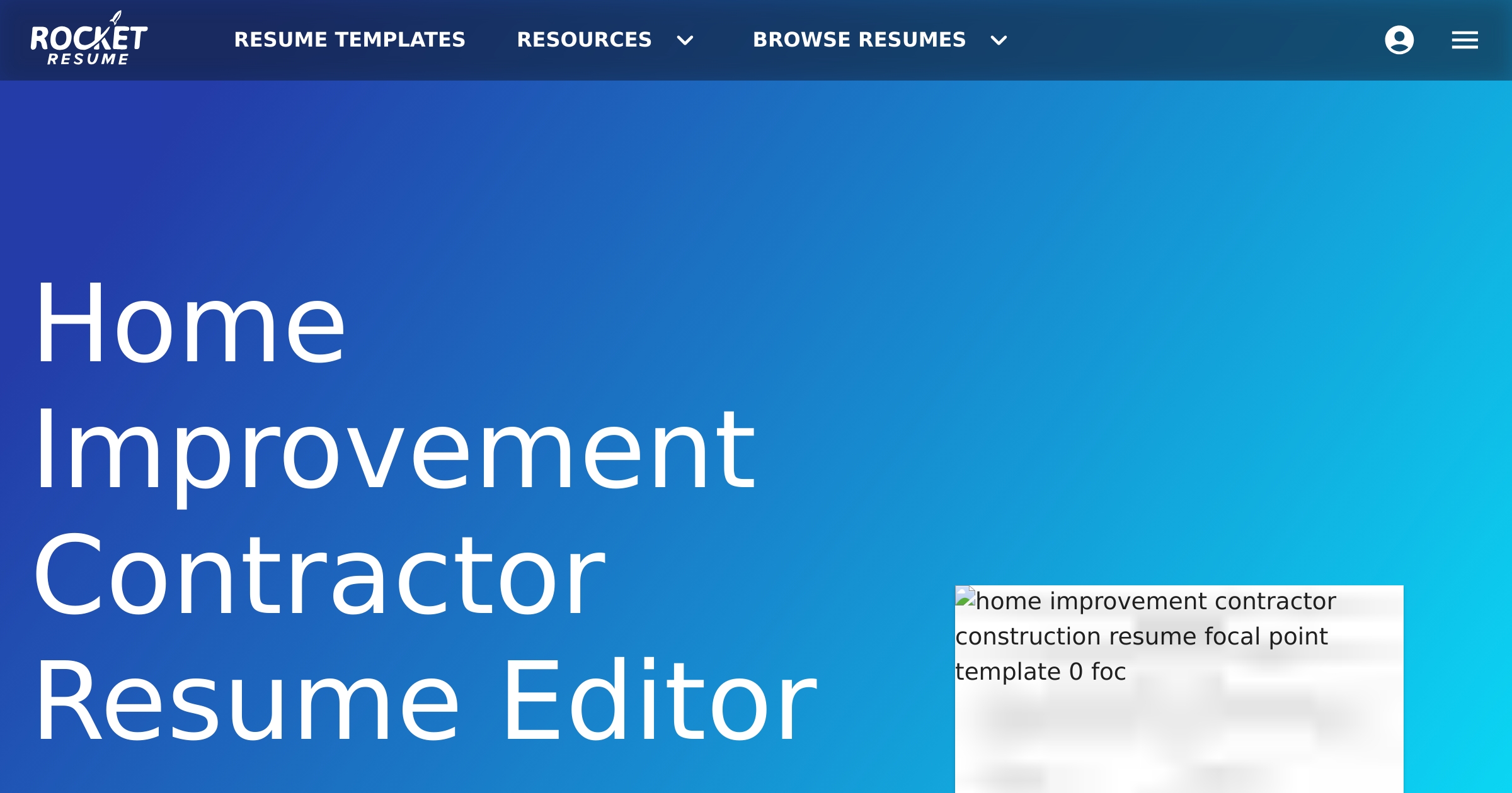 Home Improvement Contractor Resume Editor | Rocket Resume