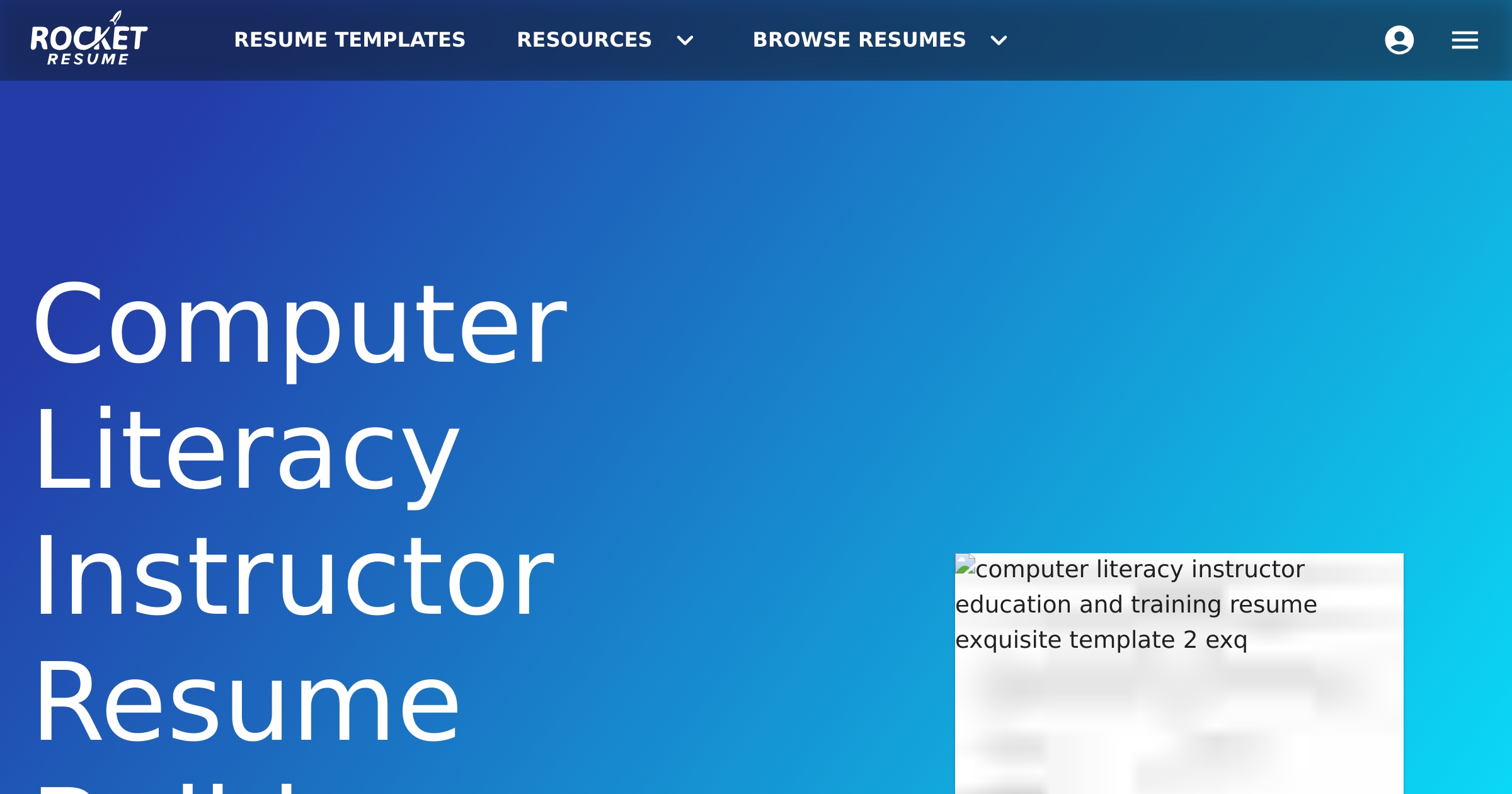 Computer Literacy Instructor Computer Literacy Instructor Resume Builder | Rocket Resume