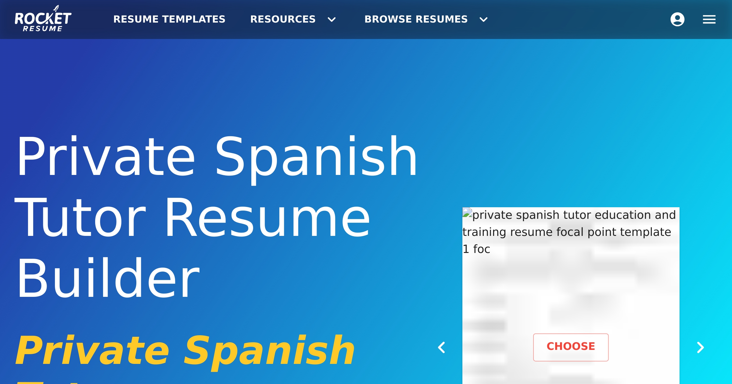 Private Spanish Tutor Resume Builder | Rocket Resume