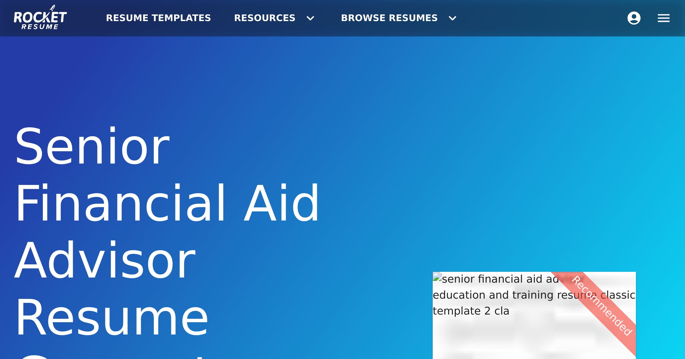 Senior Financial Aid Advisor Resume Generator | Rocket Resume