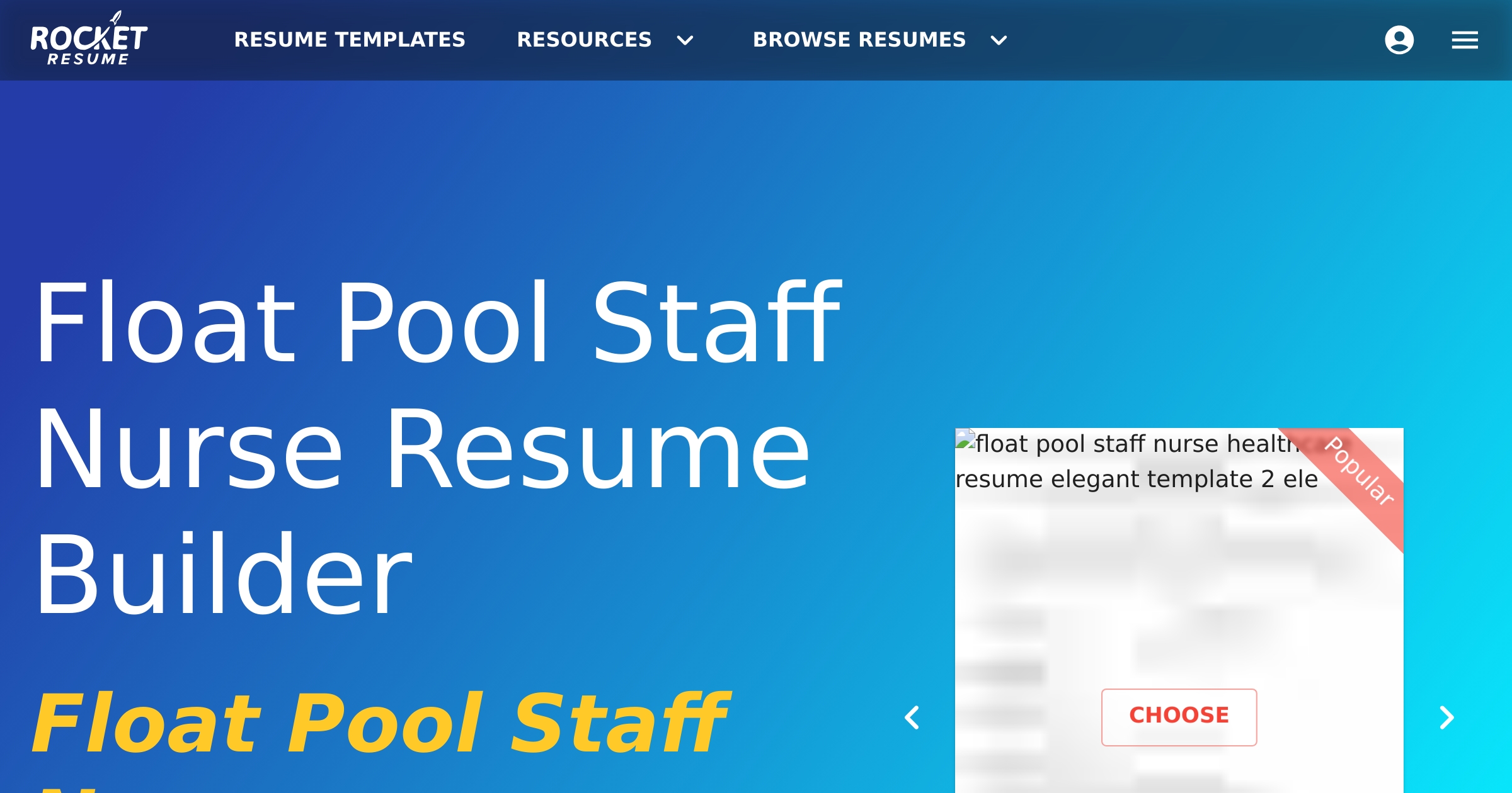 Float Pool Staff Nurse Resume Builder | Rocket Resume