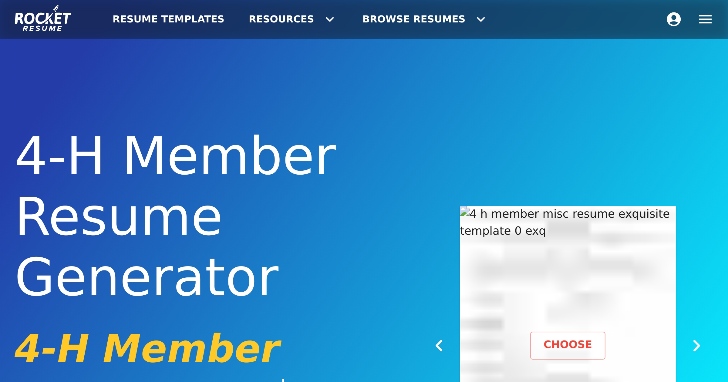 4-H Member Resume Generator | Rocket Resume