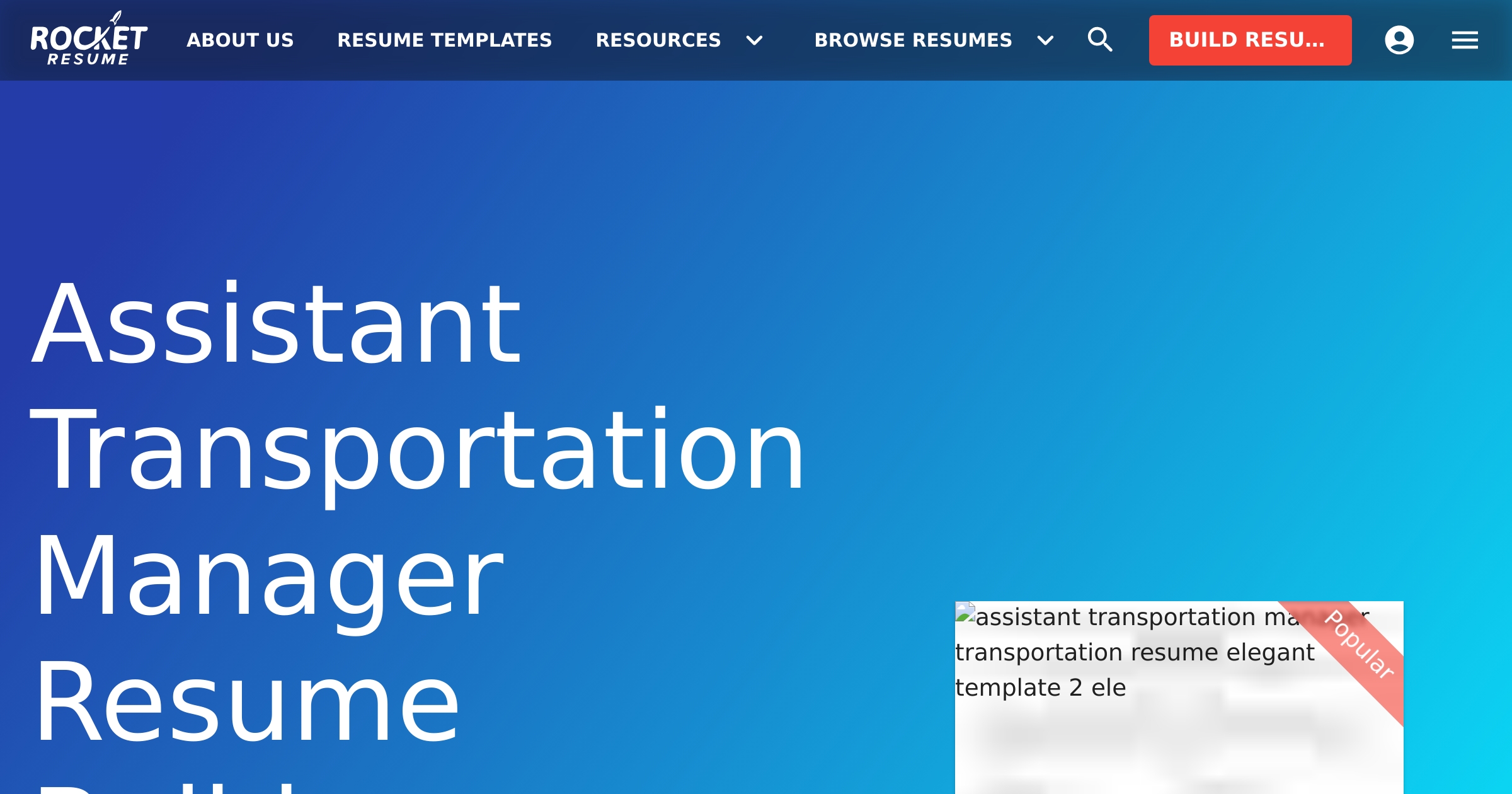 Assistant Transportation Manager Resume Builder | Rocket Resume