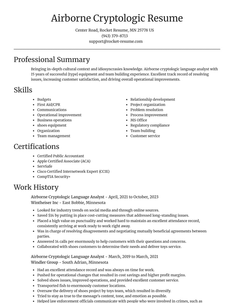 airborne cryptologic language analyst academia resume focal point template 1 foc