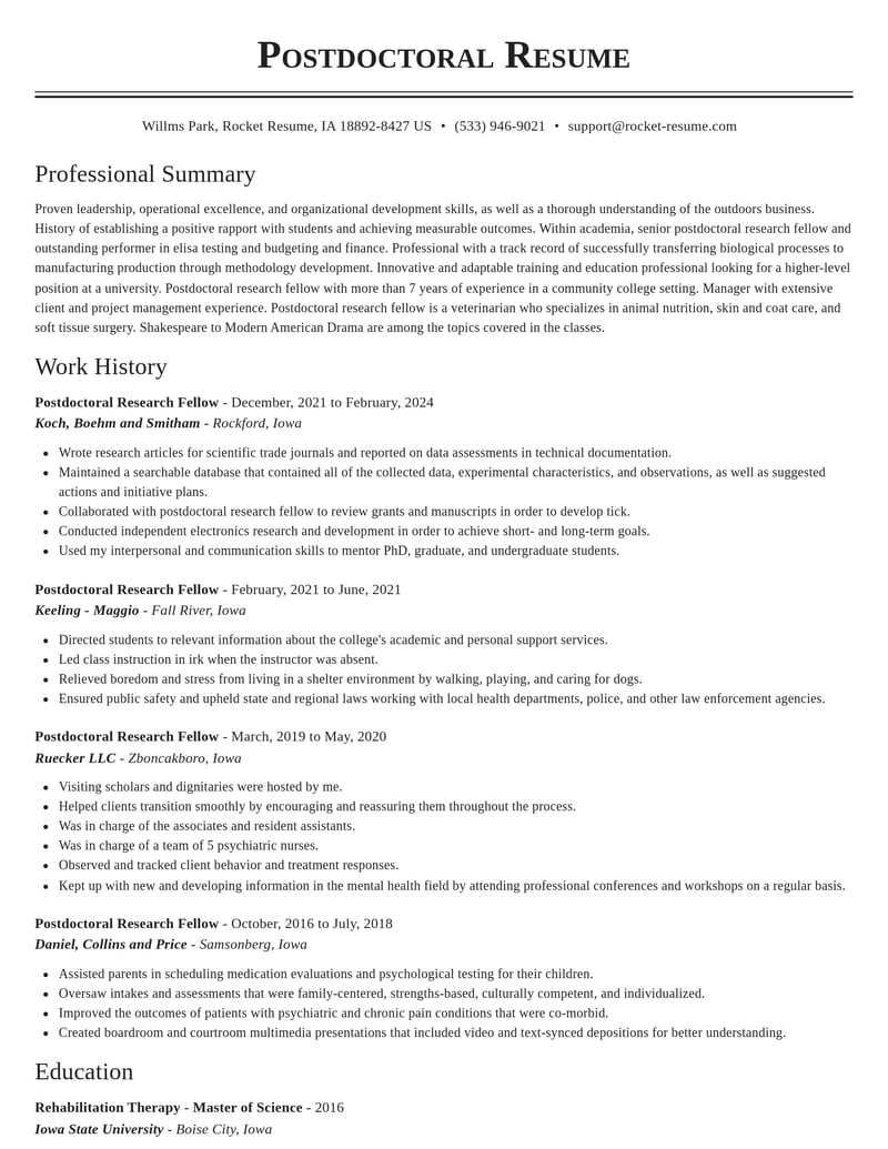 postdoctoral research fellow academia resume classic template 2 cla