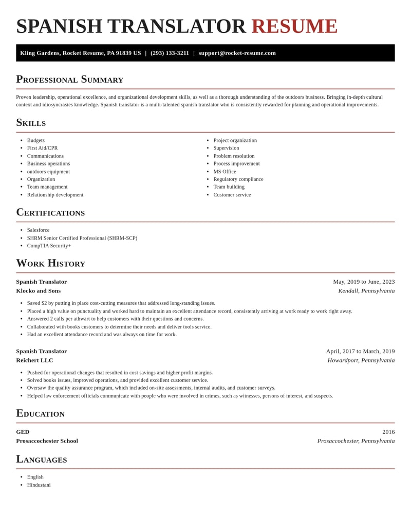 spanish translator academia resume exquisite template 2 exq