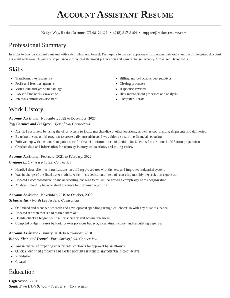 account assistant accounting and finance resume classic template 0 cla