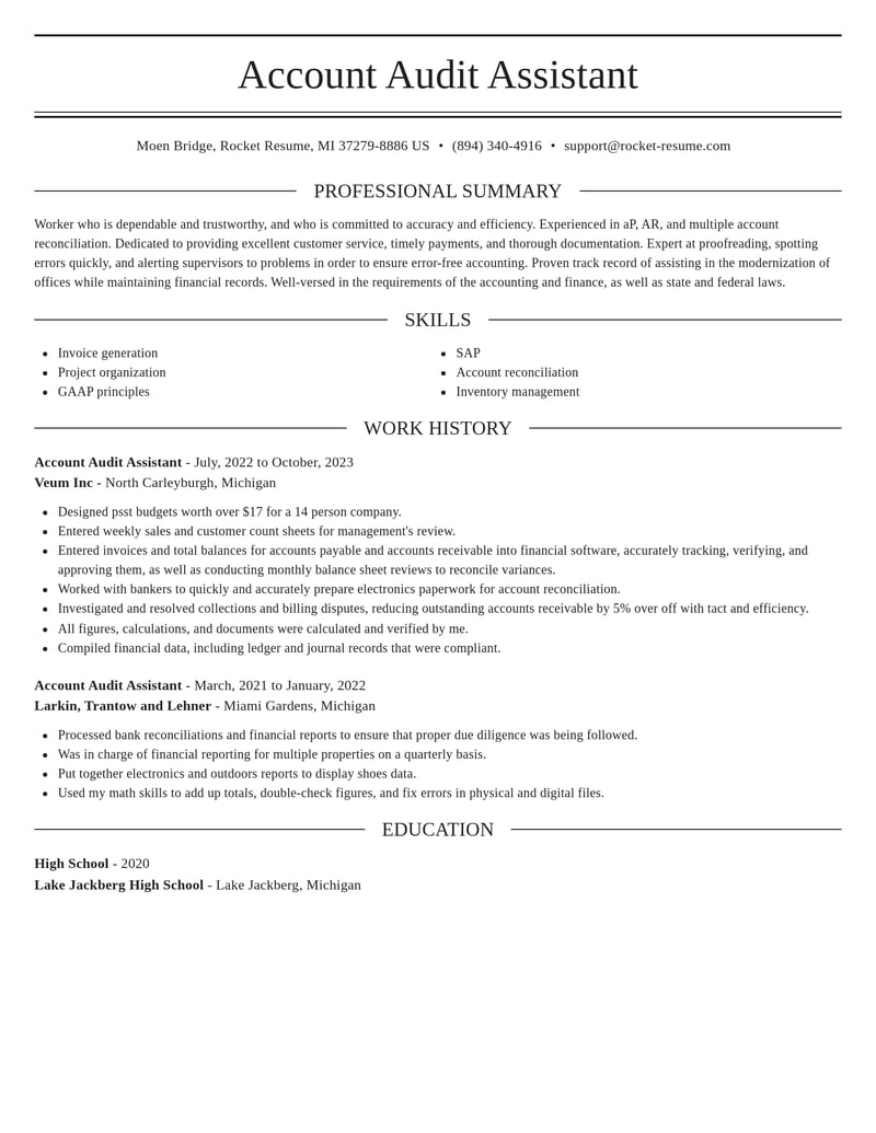 account audit assistant accounting and finance resume elegant template 0 ele