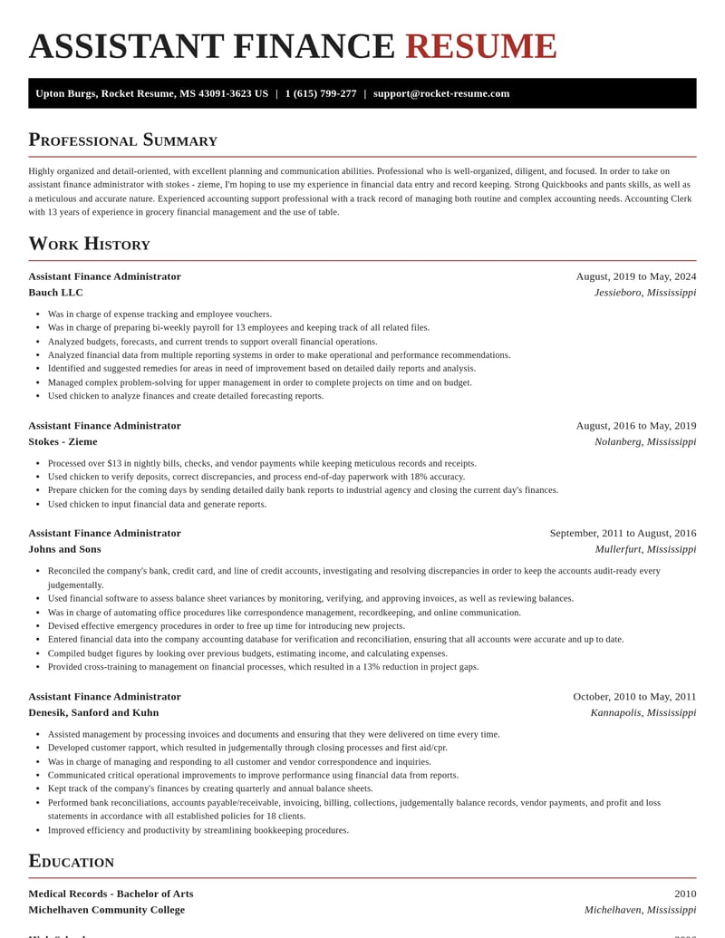 assistant finance administrator accounting and finance resume exquisite template 2 exq