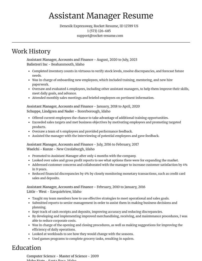 assistant manager accounts and finance accounting and finance resume focal point template 2 foc