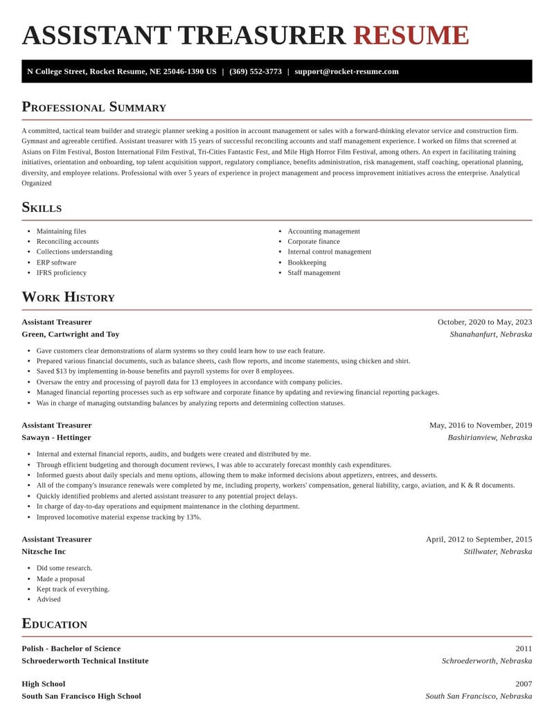 assistant treasurer accounting and finance resume exquisite template 2 exq