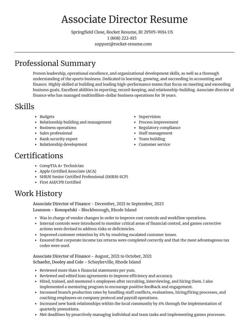 associate director of finance accounting and finance resume focal point template 0 foc