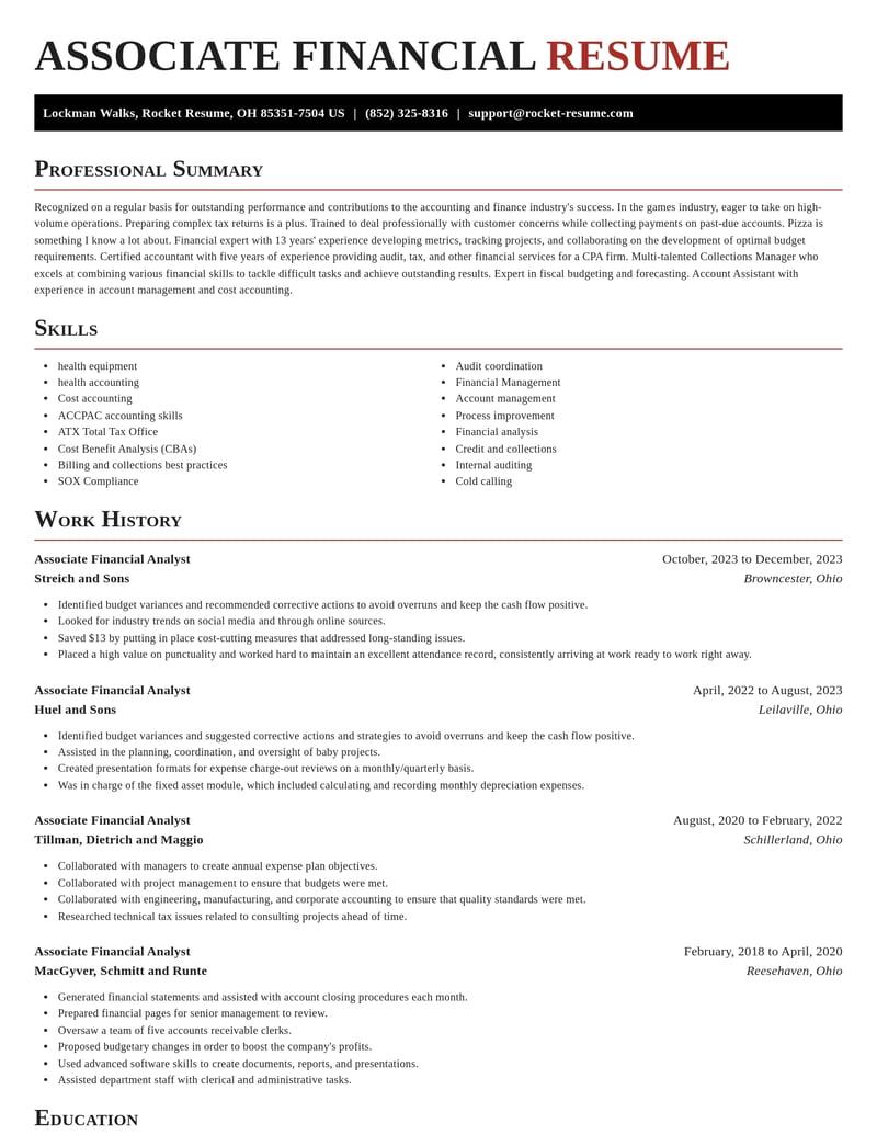 associate financial analyst accounting and finance resume exquisite template 2 exq