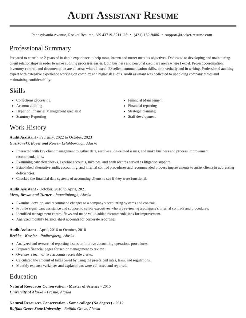 audit assistant accounting and finance resume classic template 0 cla