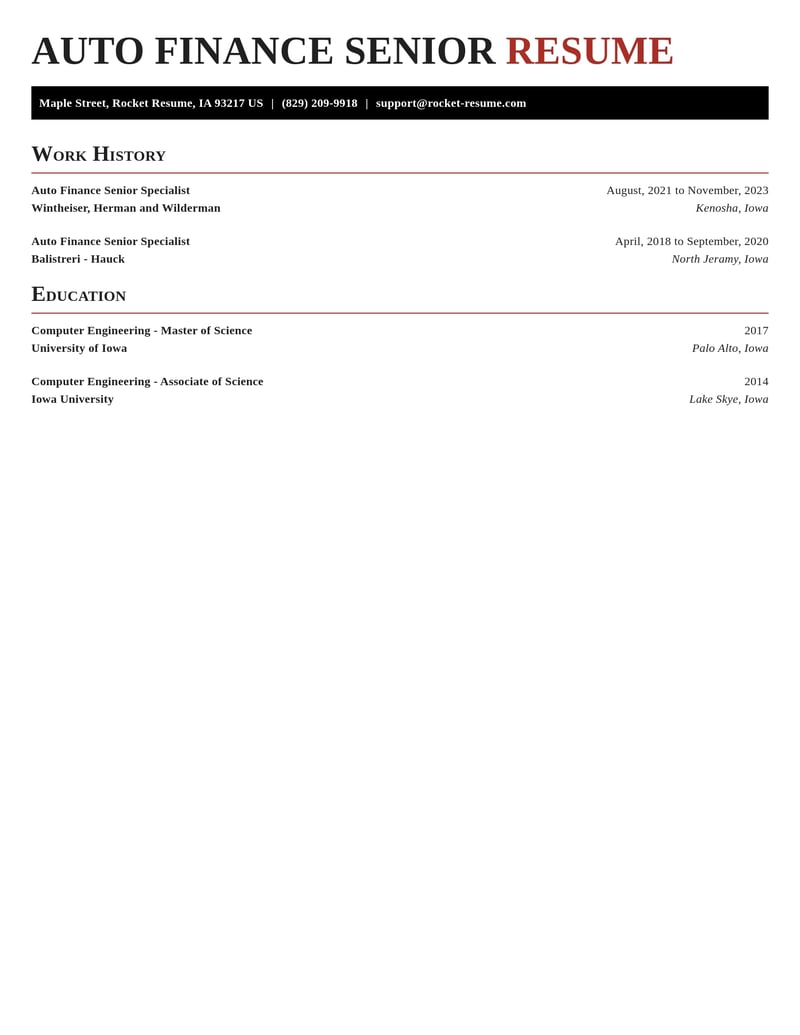 auto finance senior specialist accounting and finance resume exquisite template 0 exq