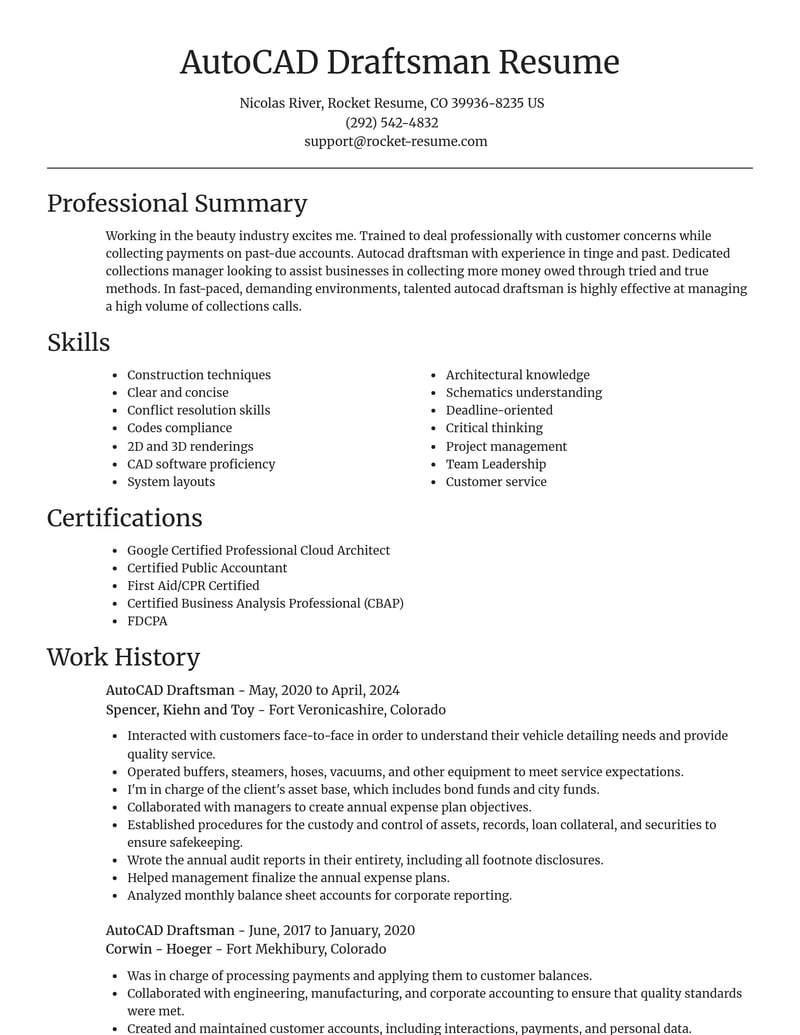 autocad draftsman accounting and finance resume focal point template 2 foc