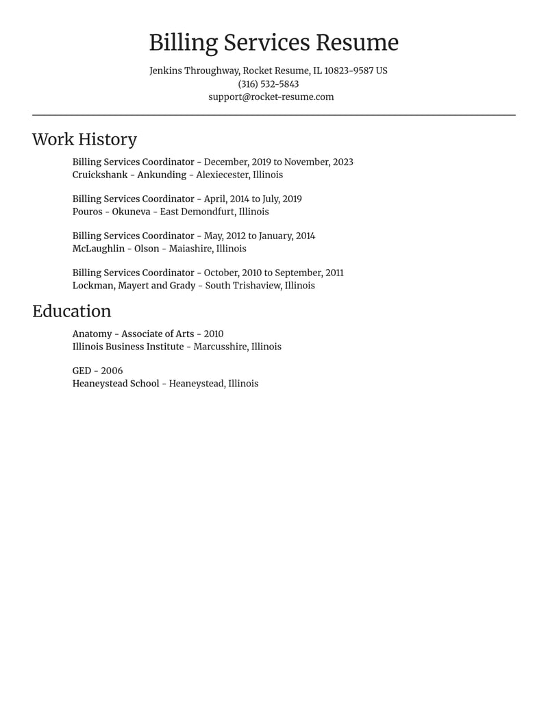 billing services coordinator accounting and finance resume focal point template 2 foc