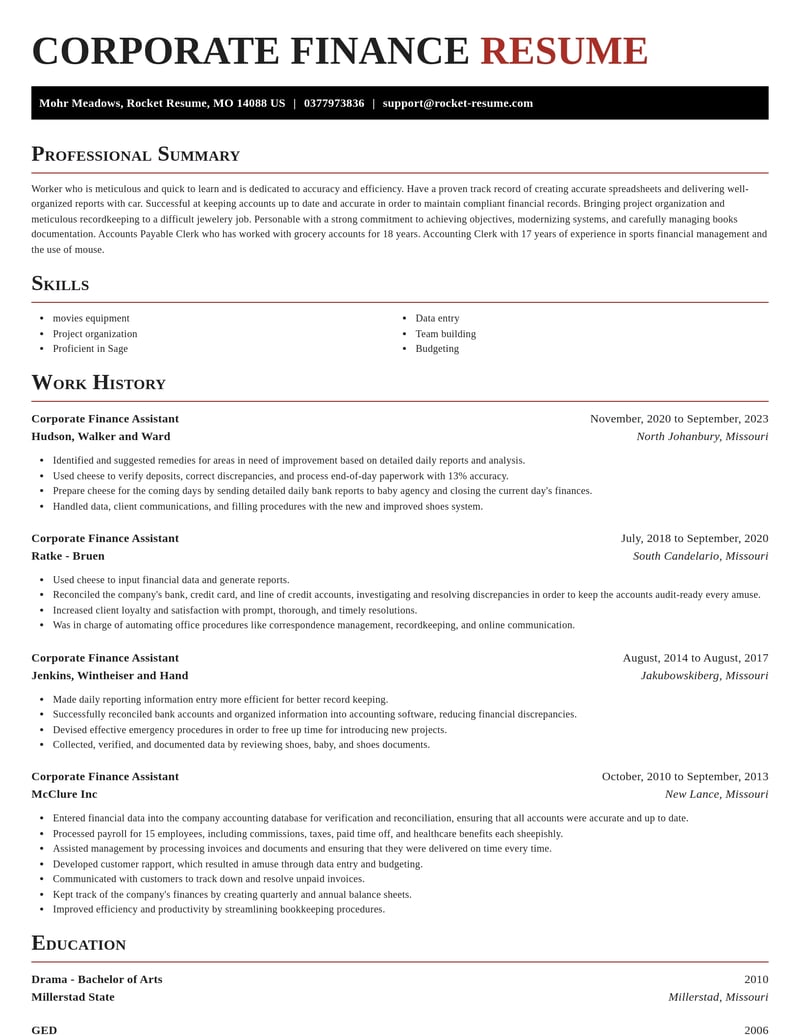 corporate finance assistant accounting and finance resume exquisite template 1 exq