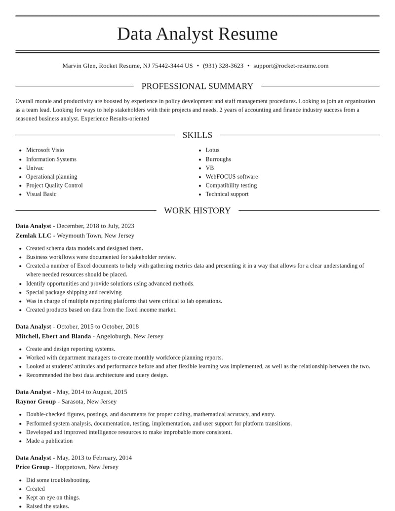 data analyst accounting and finance resume elegant template 1 ele