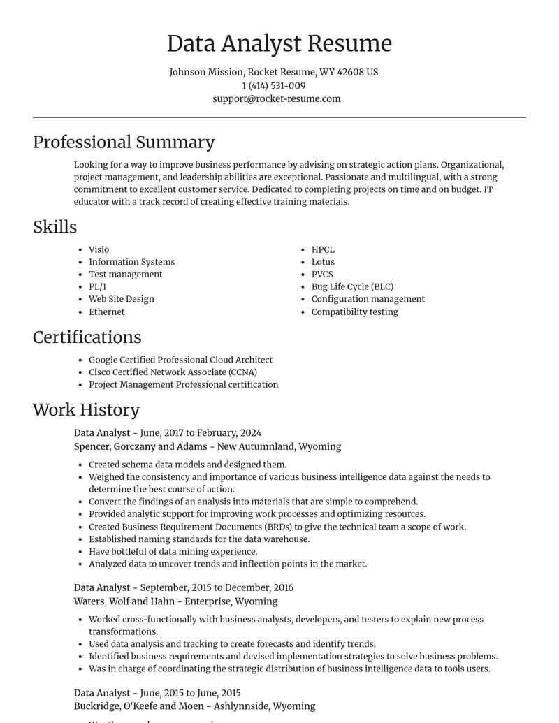data analyst accounting and finance resume focal point template 1 foc