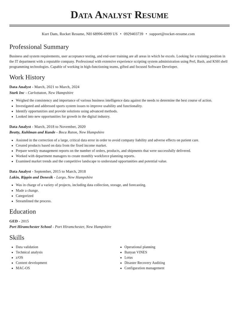 data analyst accounting and finance resume classic template 2 cla