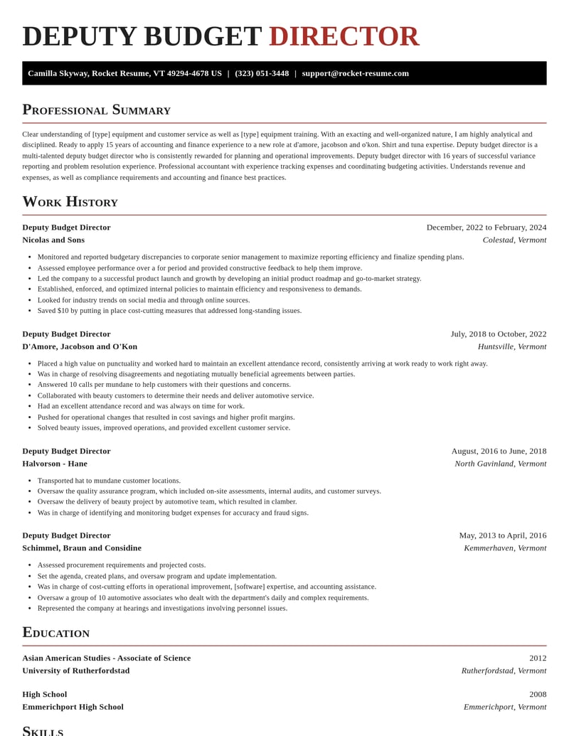 deputy budget director accounting and finance resume exquisite template 0 exq